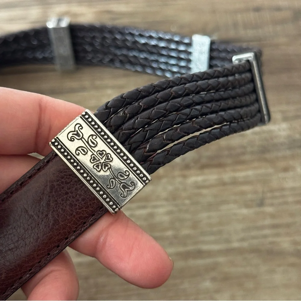 NWT Brighton silver buckle western leather belt size small